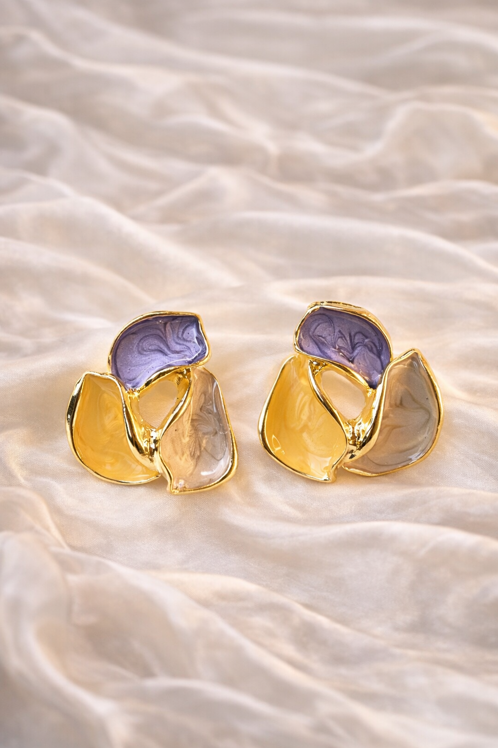 Auraspin Triple Shaded Enamel Earings- Light