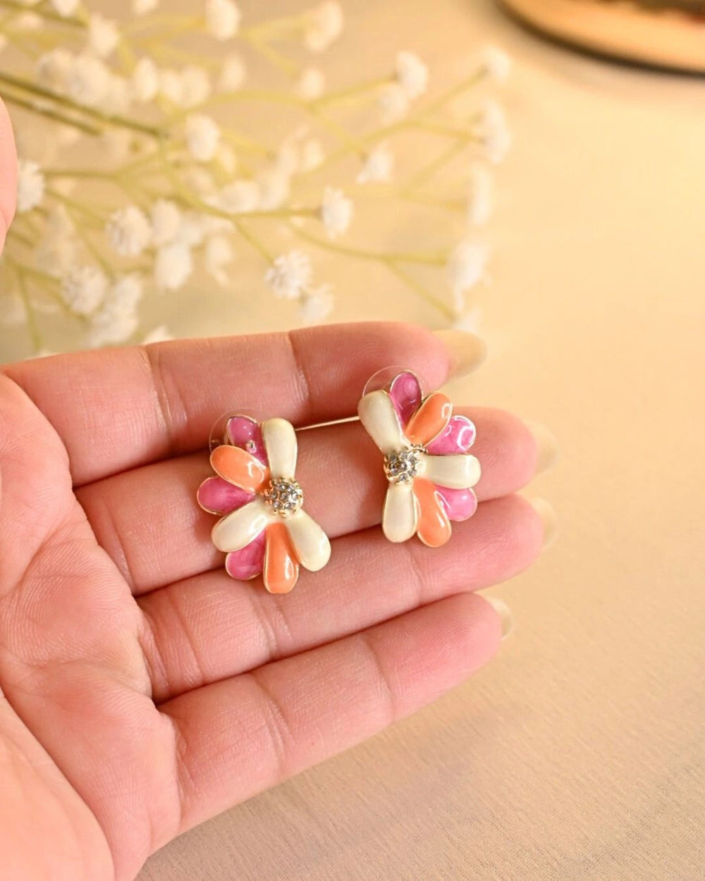 Blossom Arc Earings - Orange Pink