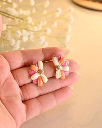 Blossom Arc Earings - Orange Pink