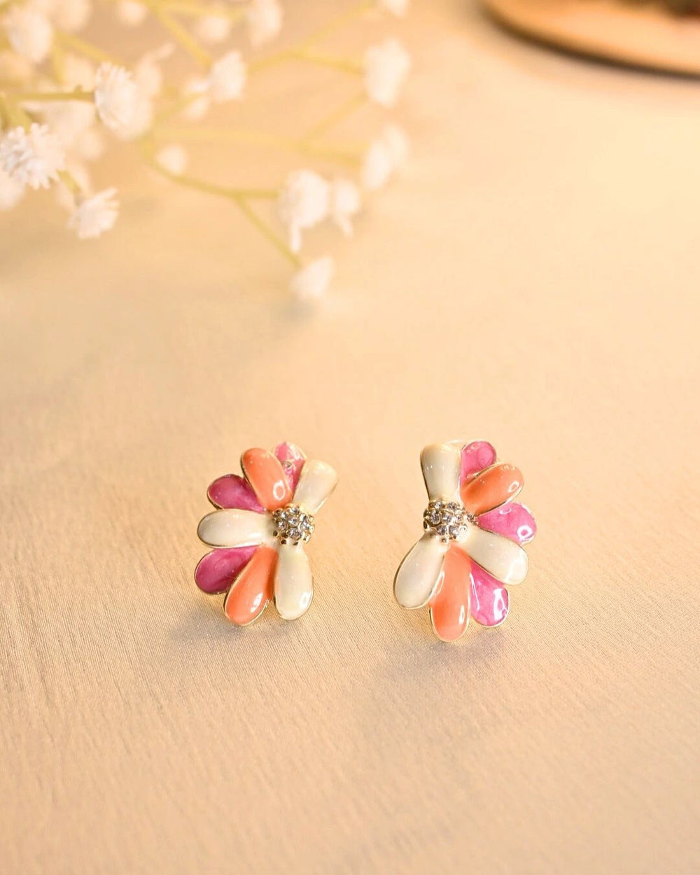 Blossom Arc Earings - Orange Pink