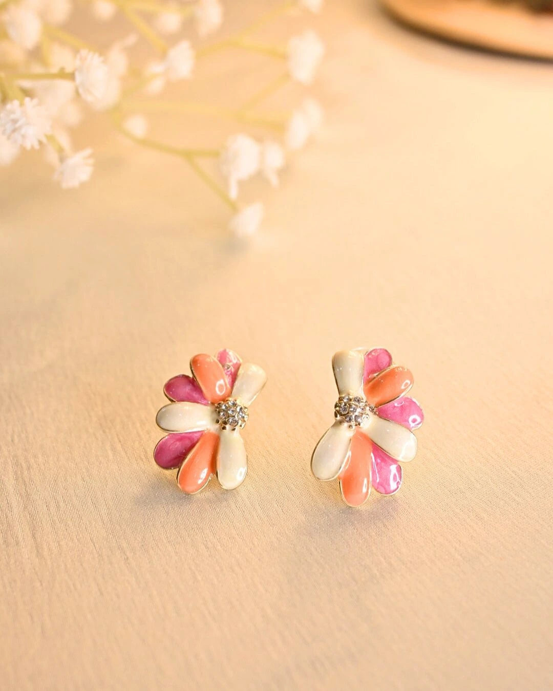 Blossom Arc Earings - Orange Pink
