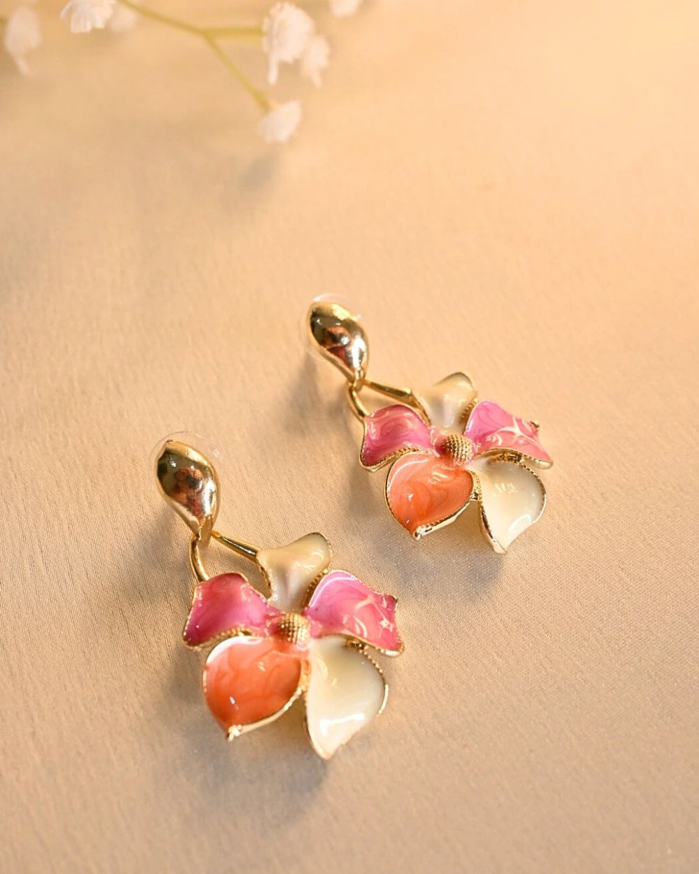 Blossom Bloom Hanging Earings- Orange