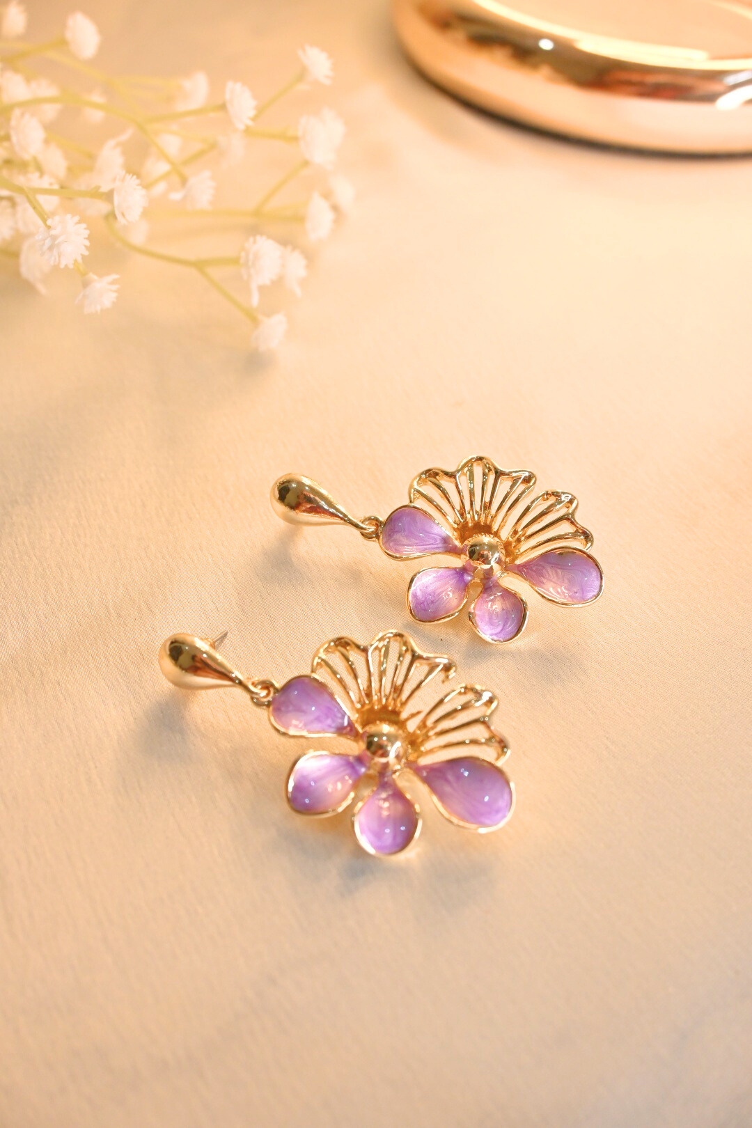 Chamellia Charm Earings- Lilac (Golden plated)
