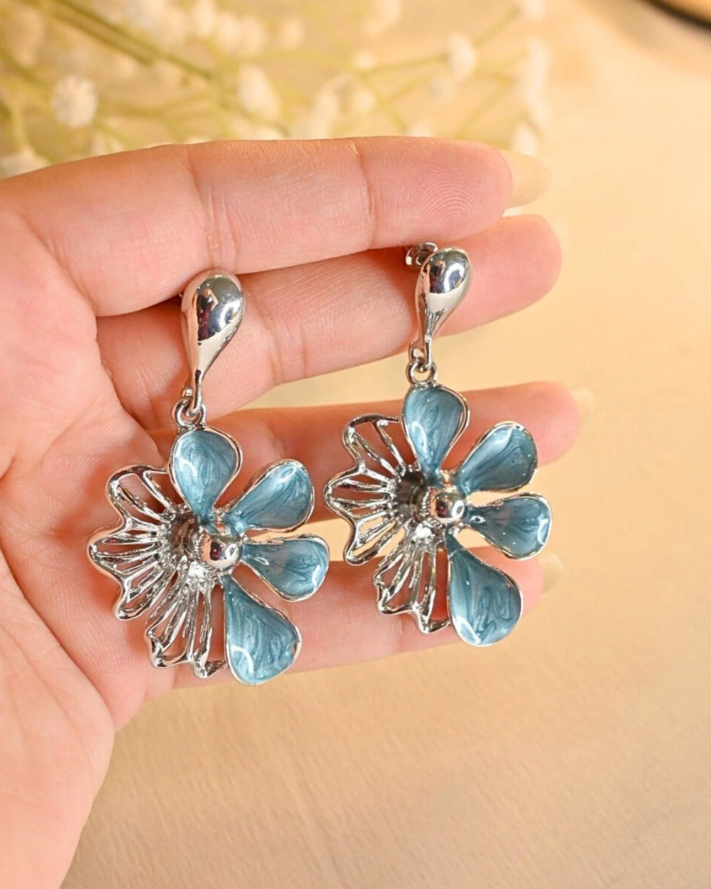 Chamelia Charm Earings- Turquoise (Silver Plated)
