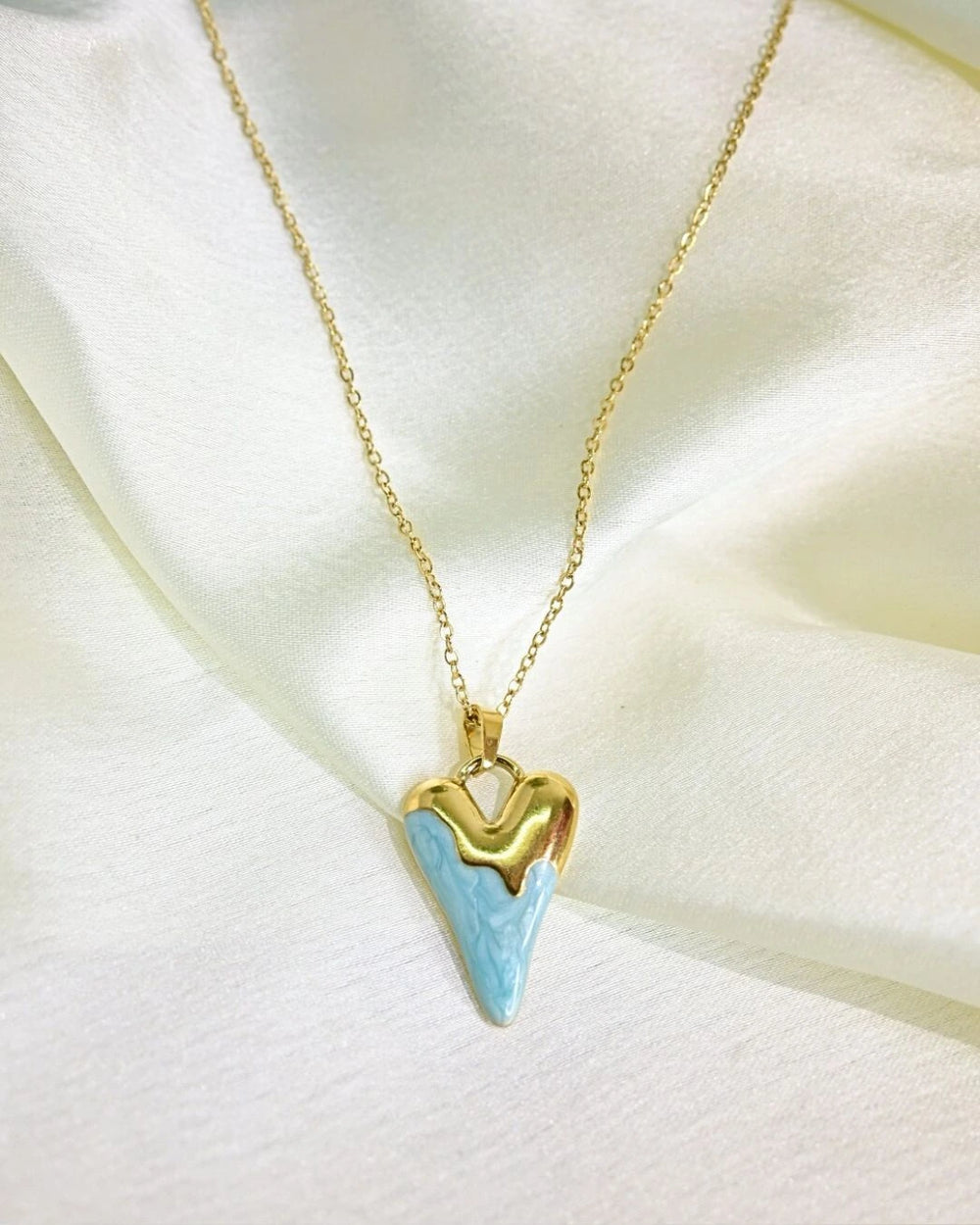 Melting Blue Heart Necklace