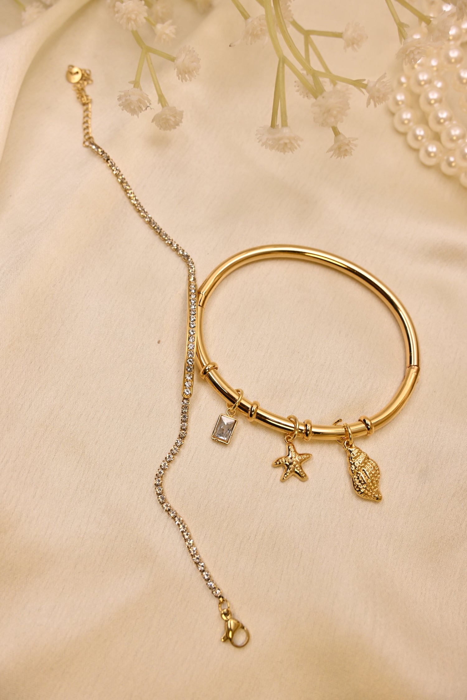 Sea Charms & Tennis Bracelet Combo (2 piece)