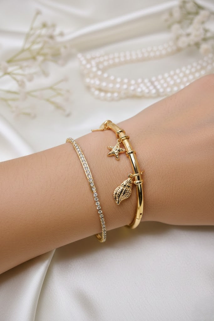Sea Charms & Tennis Bracelet Combo (2 piece)