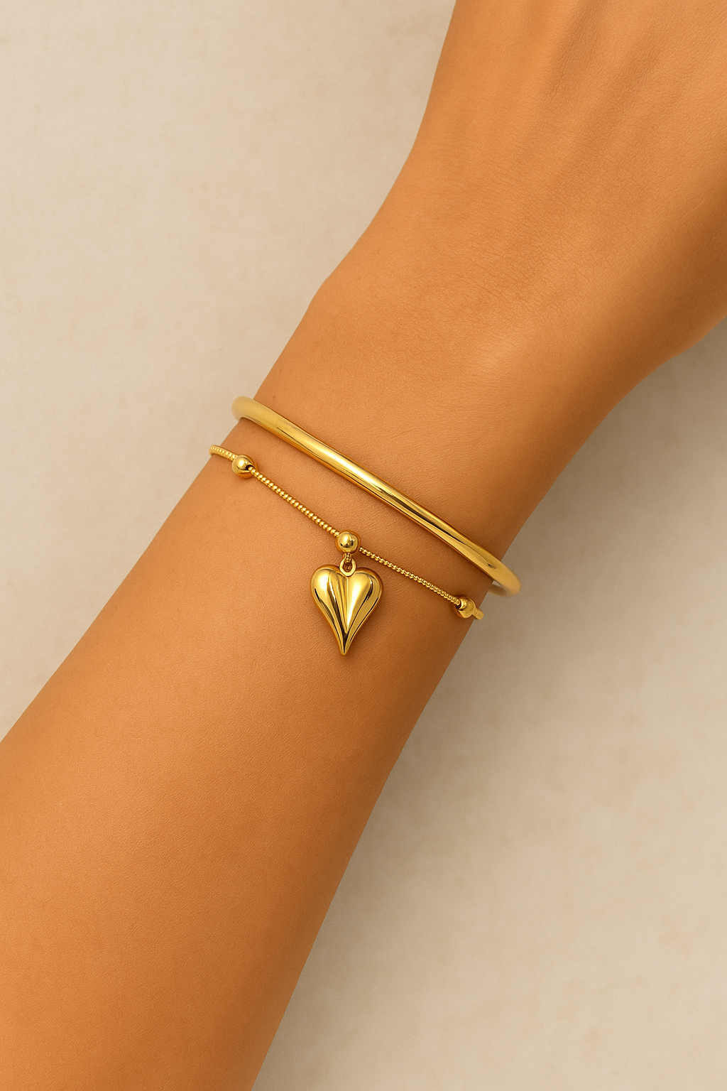 Narrow Bracelet and Heart Combo (2 Piece)