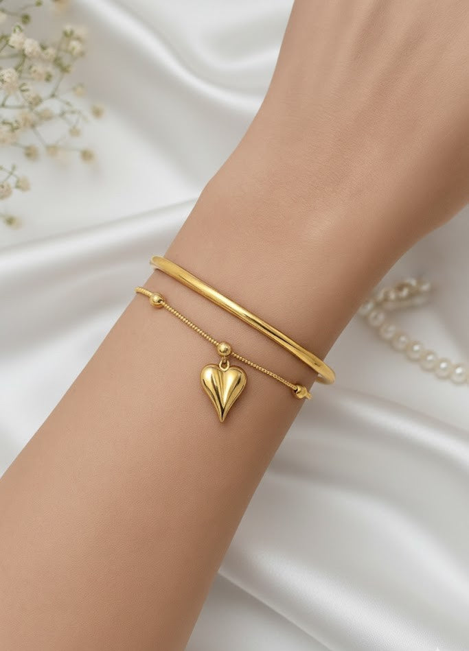 Narrow Bracelet and Heart Combo (2 Piece)
