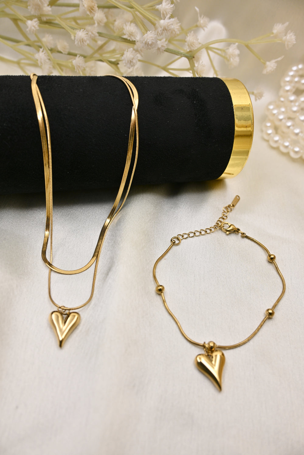 Heart Necklace & Bracelet Combo (2 piece)