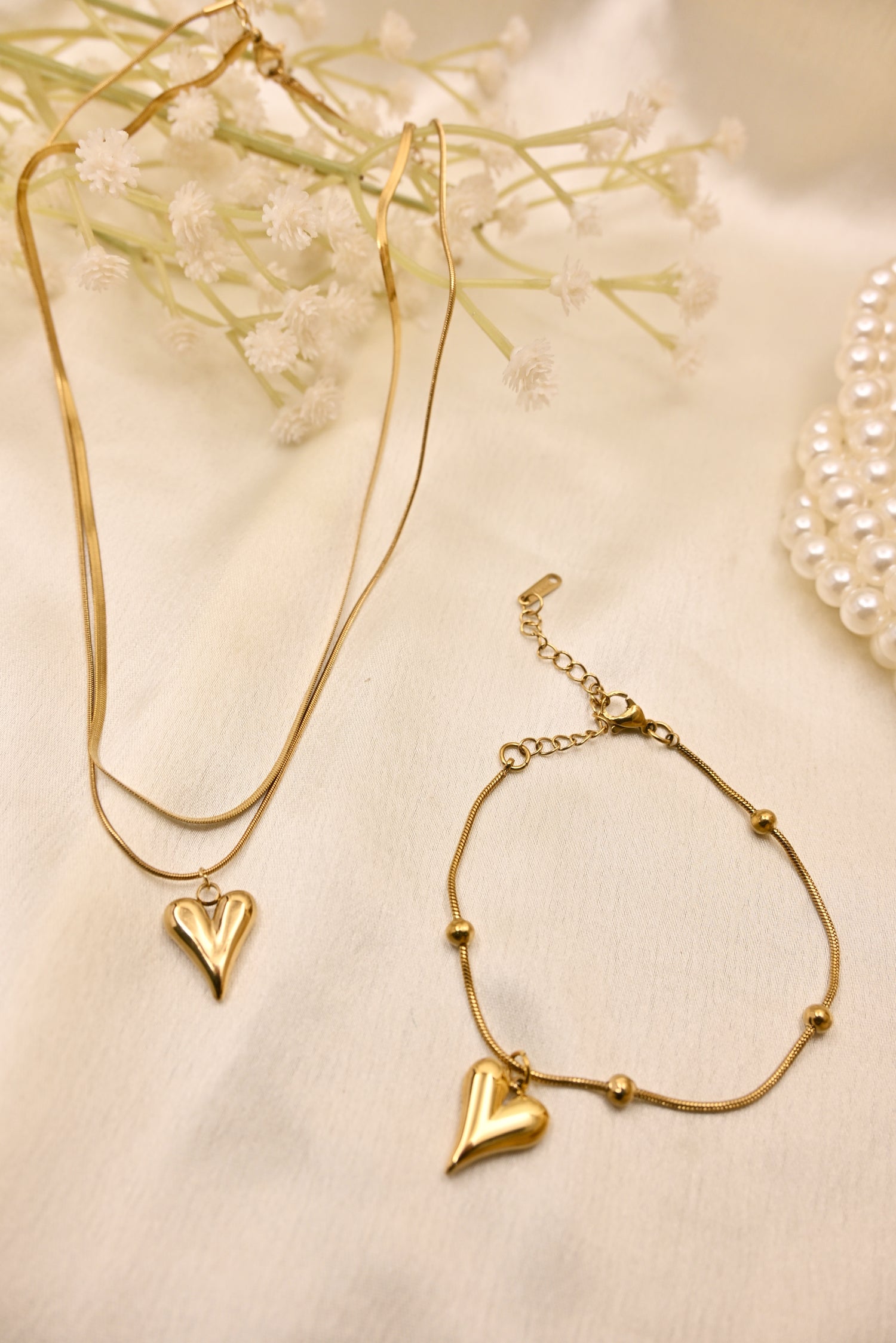 Heart Necklace & Bracelet Combo (2 piece)