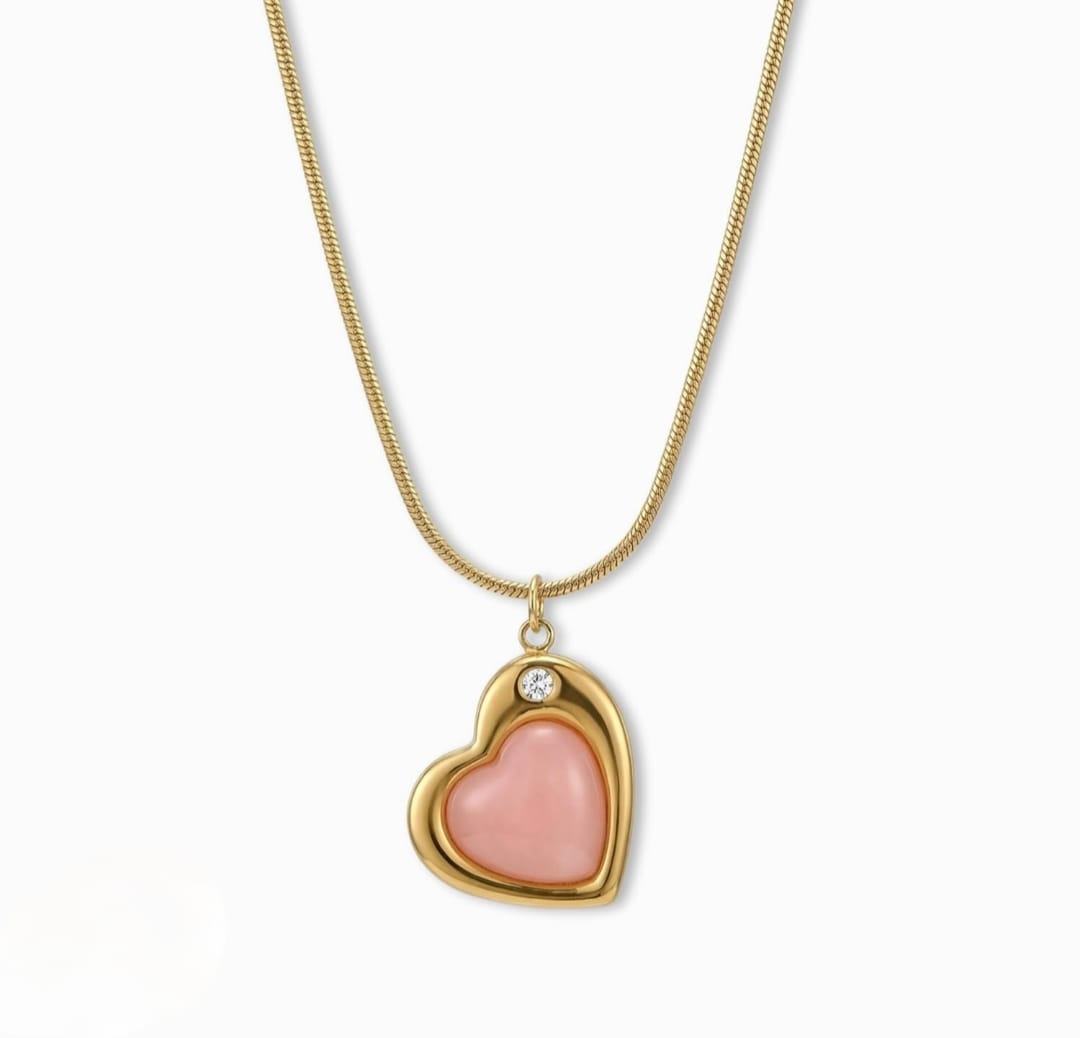 Valentino Heart Necklace- Pink