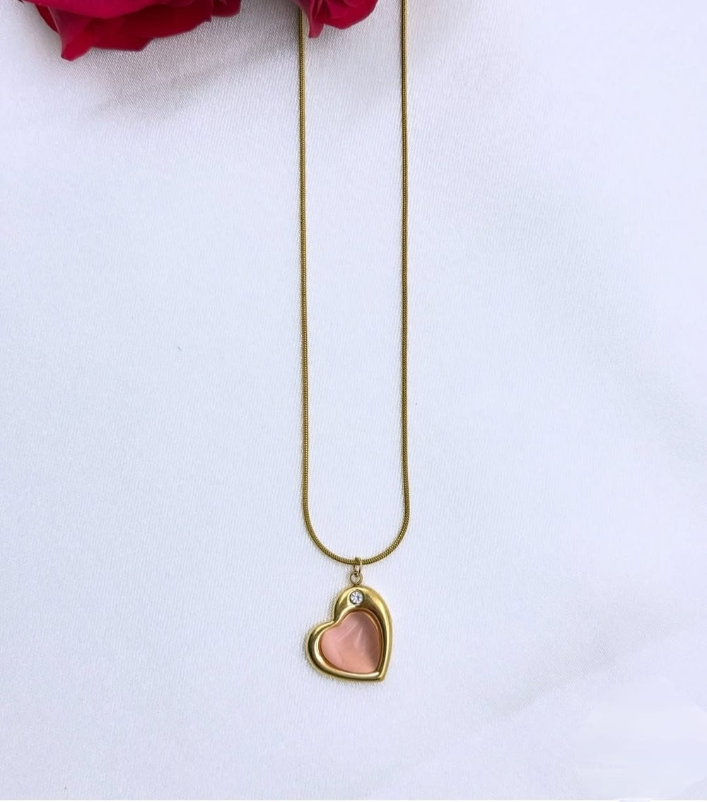 Valentino Heart Necklace- Pink